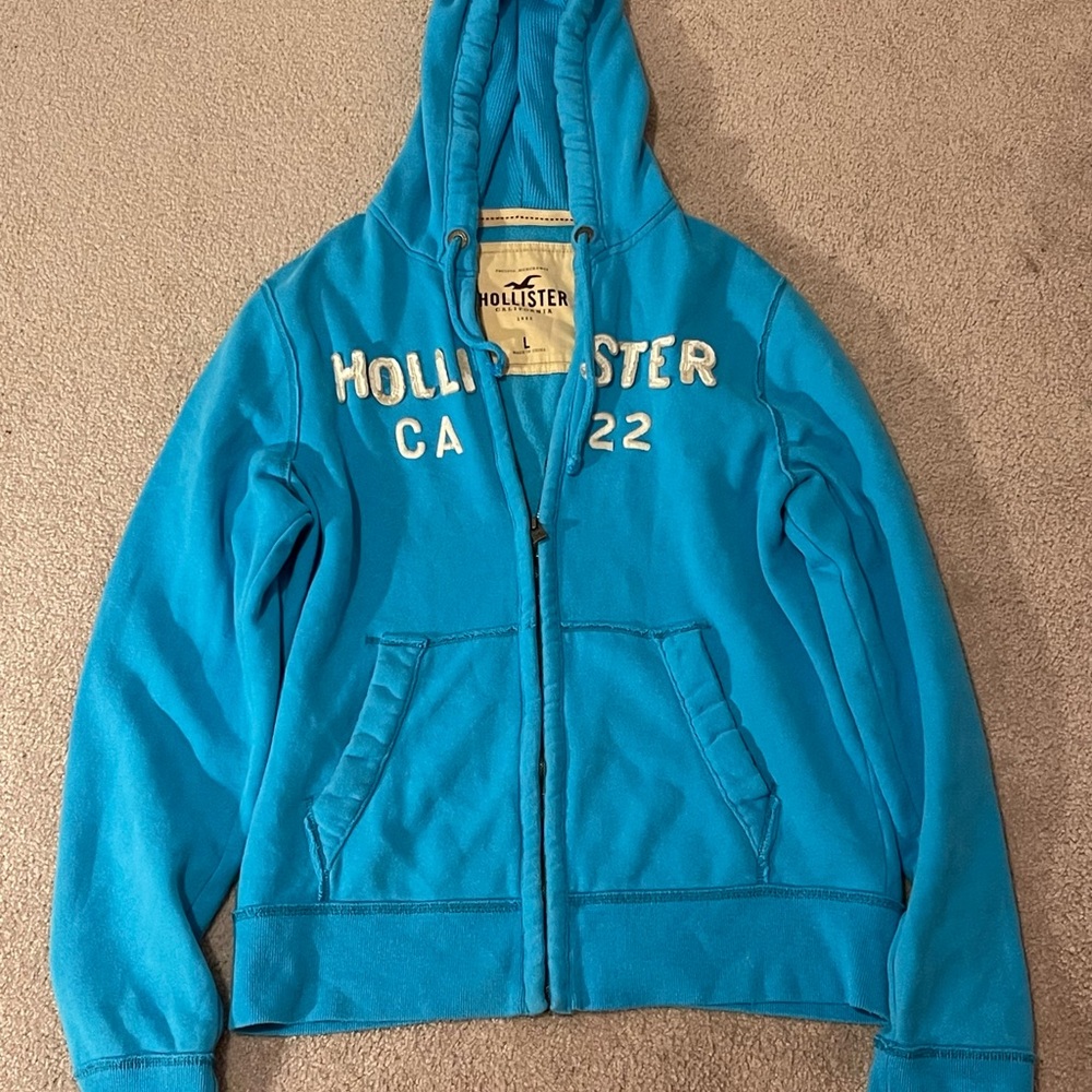 Hollister Teal Zip-Up Hoodie